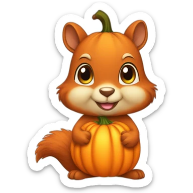 A squirrel in a pumpkin costume sticker