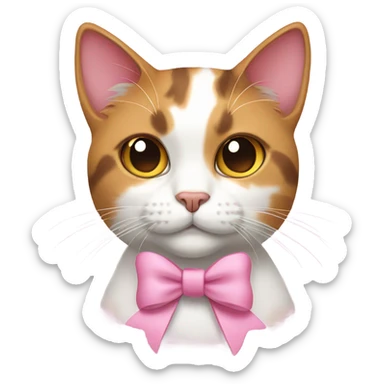 calico cat with a pink bow sticker
