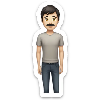 male straight short dark hair, body, greeting, moustache sticker