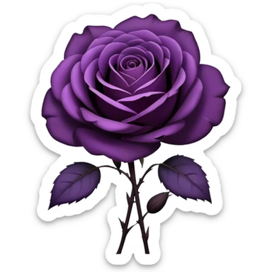 dark purple rose, with purple petals and blackish stem, withering away sticker