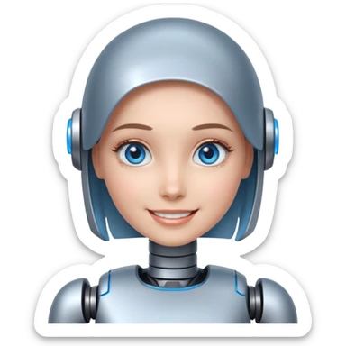 robotic smiling girl sticker
