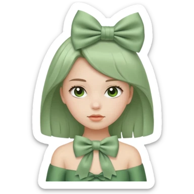 girl with sage green bow sticker