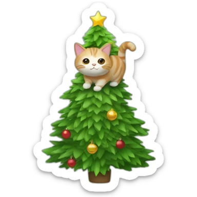 cat mixed with a crismas tree mixed with a TV\ sticker