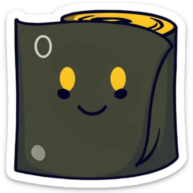 big sparkle emoji overlaid in front of a roll of fabric behind it sticker