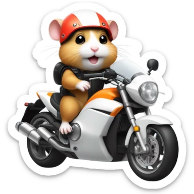 a hamster riding a racing motorcycle sticker