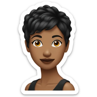 woman pixie cut black hair sticker