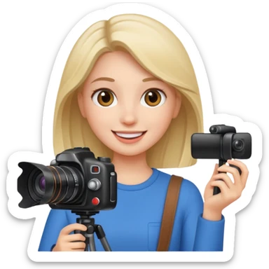 quiero crear una chica con una camara como si estuviese grabando vlog  sticker