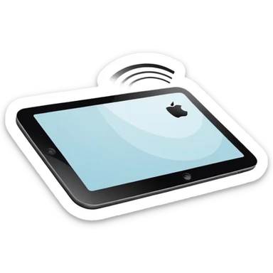 digital tablet  hovering above a smooth vector curve sticker