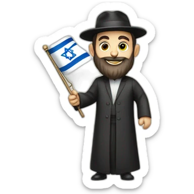rabbi with payot holding the israeli flag sticker