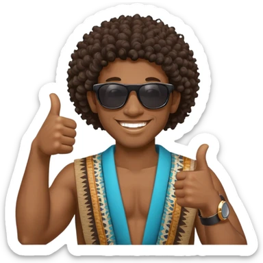Black tribal man with curly hair wearing sunglasses smiling thumbs up sticker