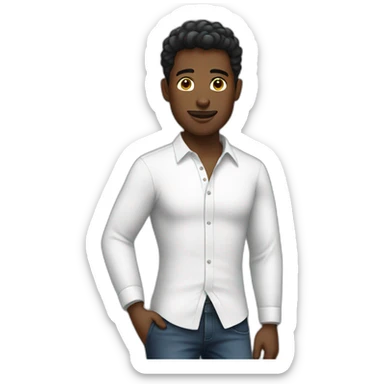 A black gay wearing a White shirt  sticker