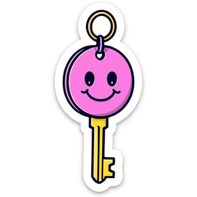 cute cartoon key with a smiling face sticker