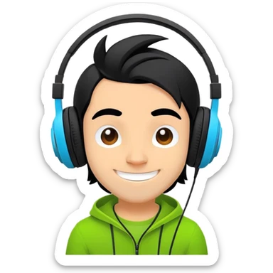 Sprunki character from Incredibox, cute cartoon mascot with headphones sticker