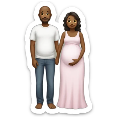 Pregnant wife and husband no face hair sticker