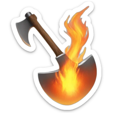 Axe on fire on blade  sticker