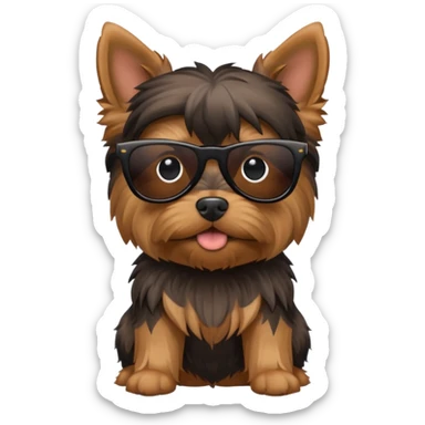perro shorkshire con lentes de sol completamente negros sticker