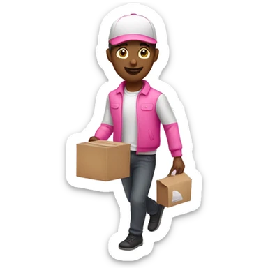 male courier (food delivery) in pink clothes  sticker