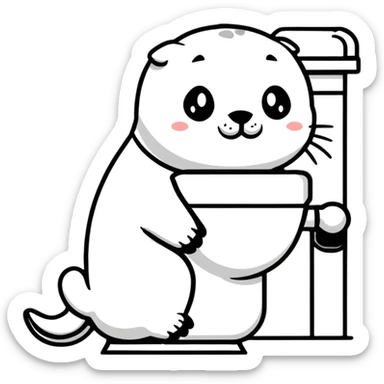 seal sitting on a toilet sticker