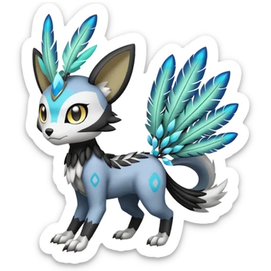Meloetta-WereGarurumon-Trico-Pokémon-Fakémon-fusion-hybrid-creature sticker