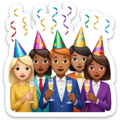 a party emoji with celebration elements sticker