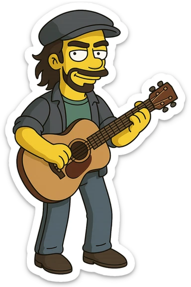 musician in clear Simpsons cartoon style sticker
