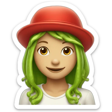  Frog girl in a red hat smiling sticker