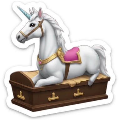 an unicorn riding a coffin sticker