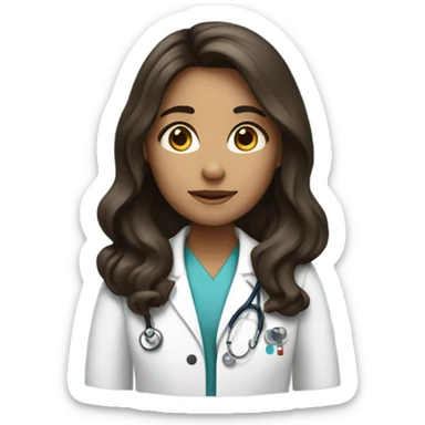 à beatiful long hair brunette in a doctor coat  sticker