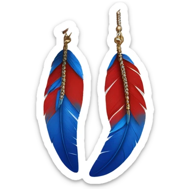 Blue and red feather earring sticker