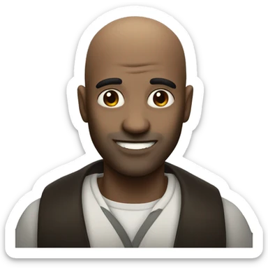 Dark bald man with mole on lip evil smile sticker