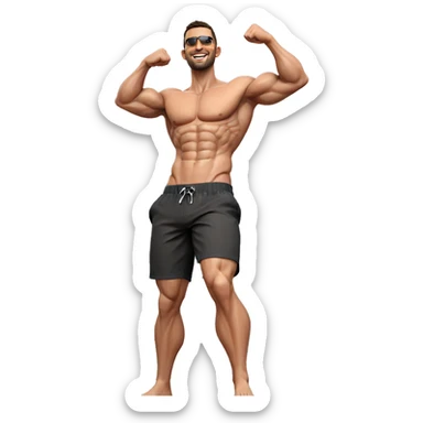smiling muscular guy at beach sticker