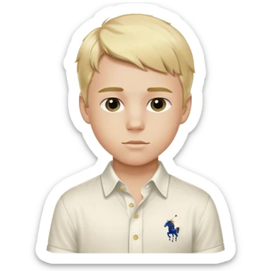 A blonde boy wearing a raulph lauren shirt  sticker