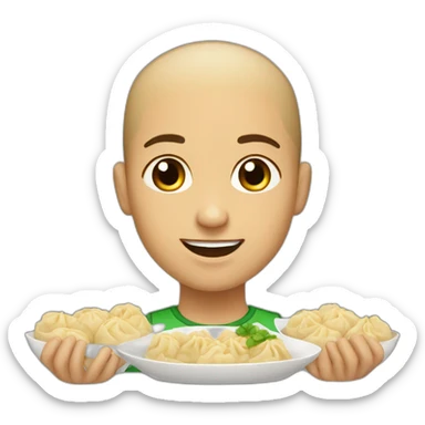 Light skin guy with a buzz cut eating 48 dumplings  sticker