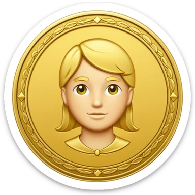 gold coin with fancy t on it sticker