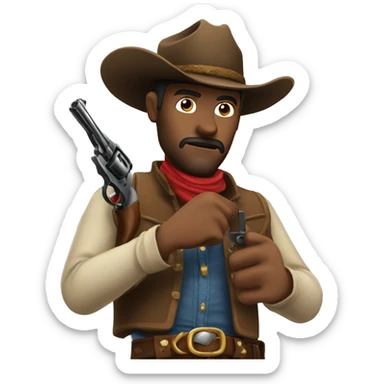 Cowboy holding a pistol getting ready for a duel sticker