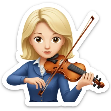 Middle-aged blonde woman playing violin, focused expression sticker
