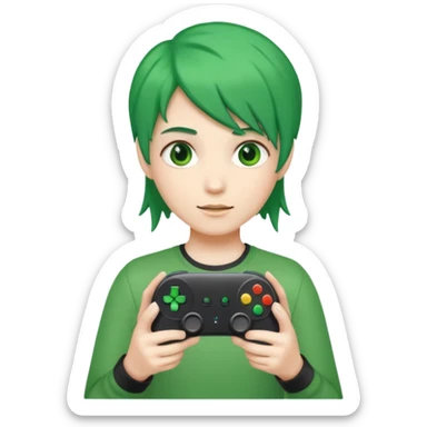 colored green hair gamer game pad controller sticker