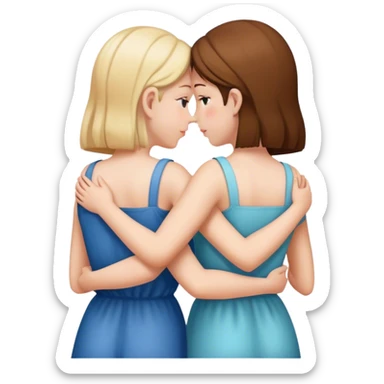 Due sorelle che si abbracciano e si vedono da dietro sticker