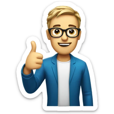 Information technology tired but thumbs up bold guy with glasses sticker