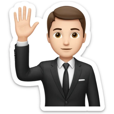 The businessman extends his hand to the side, as if he is about to take something. sticker