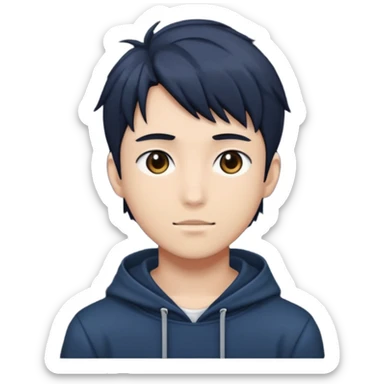 A dark anime-style illustration of a young man sticker