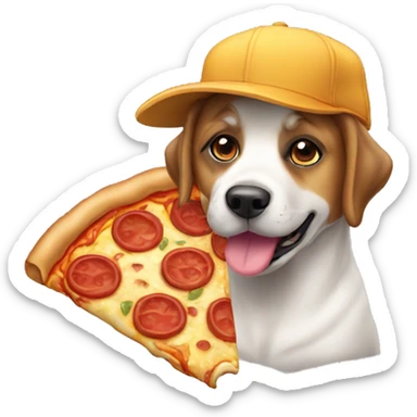perro con una pizza de gorra sticker