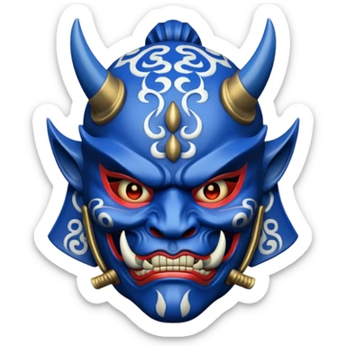blue samurai oni mask sticker