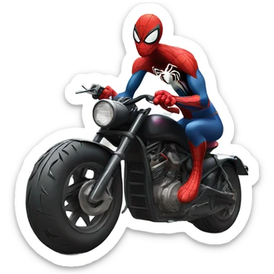 Monster spider man that looks like venom on a motorcycle  sticker