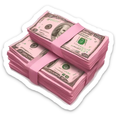 Pink money notes sticker