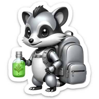robo skunk with bacteria android emoji sticker