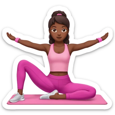 dark-skinned woman doing Pilates in pink sportswear sticker
