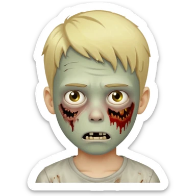 boy zombie with blonde hair no expressions 19 years sticker