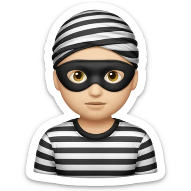 A theif robber emoji,Stripped shirt.eye mask. sticker