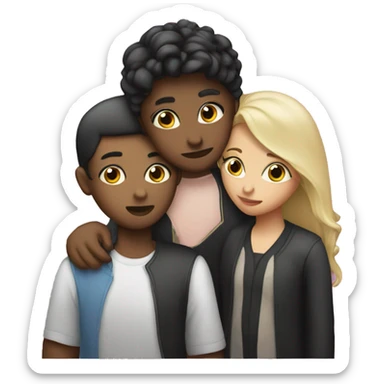 two girls and a genderfluid person kissing sticker